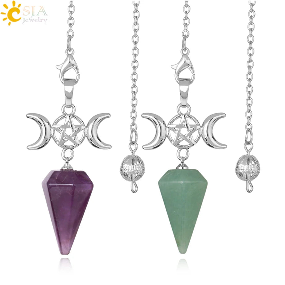 Healing Spiritual Crystal Pendulum Reiki Natural Stone Pendant Cone Penulum Pendulos for Dowsing Divination Healing Jewelry S962