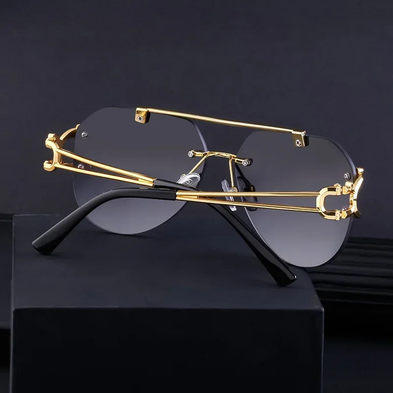 2024 Luxury Brand Sunglasses Men Retro Driving Sunglasses for Women Fashion Rimless Sun Glasses Uv400 Gafas De Sol Hombre