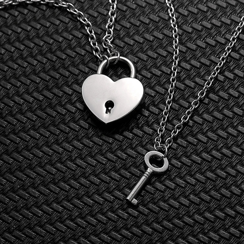 I Love You Best Friends Couple Necklace Jewelry Puzzle BFF Key Lock Tai Chi Heart Pendants Necklaces For Women Men Gift Collier