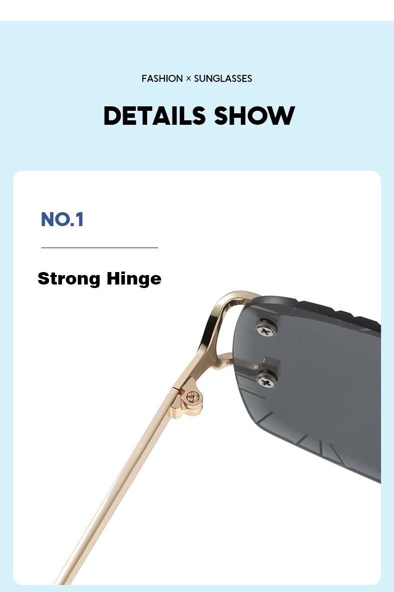 Square rimless glasses Trend metal high-grade men's and women's sunglasses street shot sunglasses