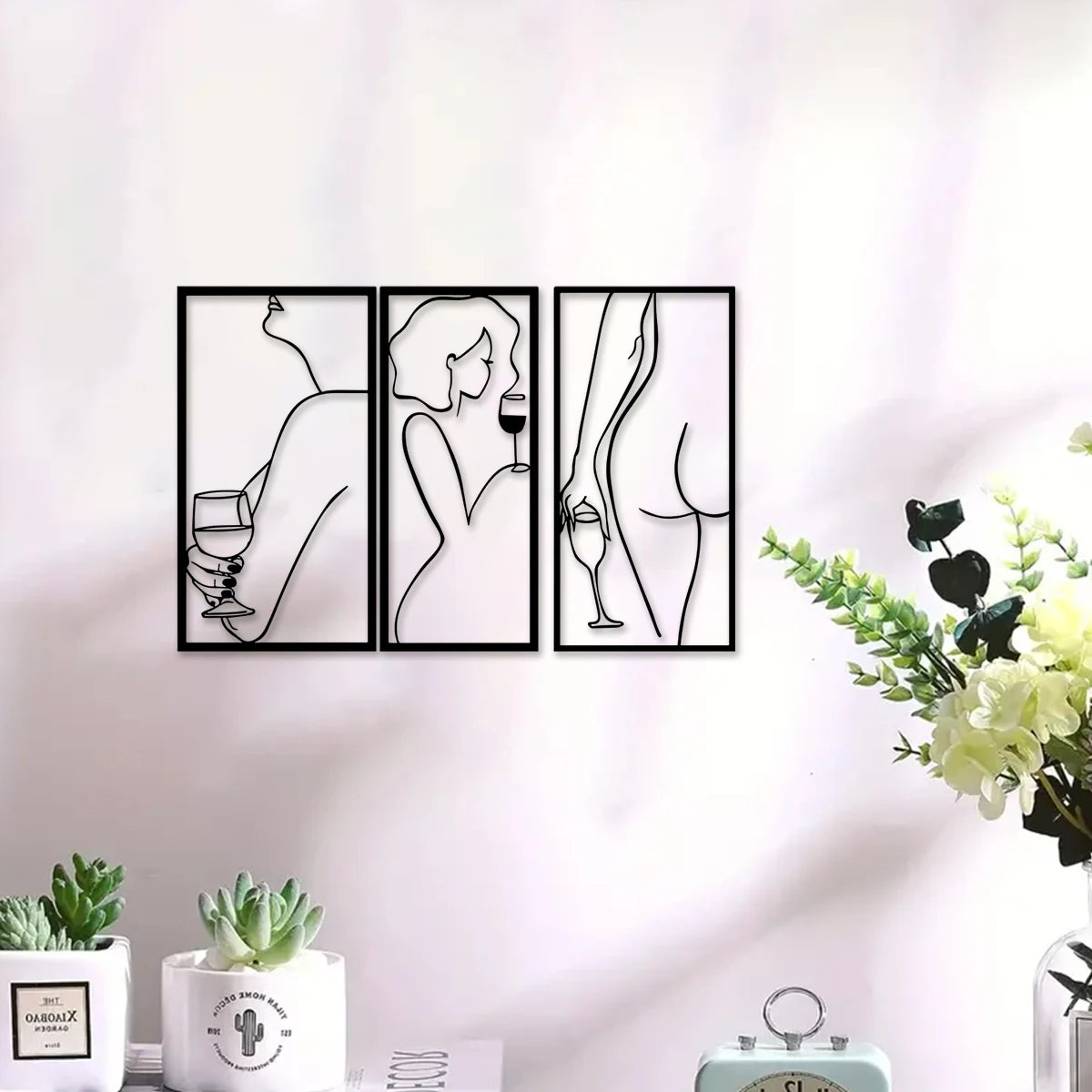 3PC Minimalist Abstract Women Wall Art Line Art Wall Art Decoration Single Line Women Home Hanging Wall Art Decoration