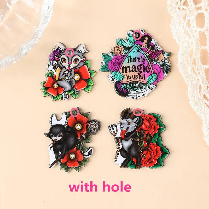 8Pcs Halloween Charms Creative Acrylic  OUIJA Sheep Pendant For Keychain Necklace Jewelry Diy Making