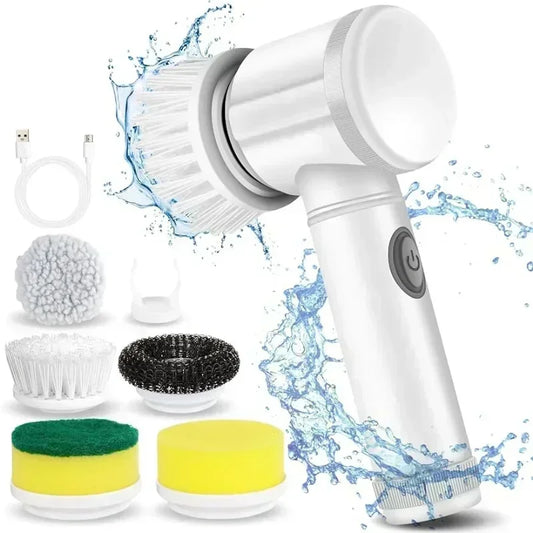Household electric cleaning brushes, cordless cleaning brushes for kitchen and bathroom, and 5 electric scrubbers with replaceab