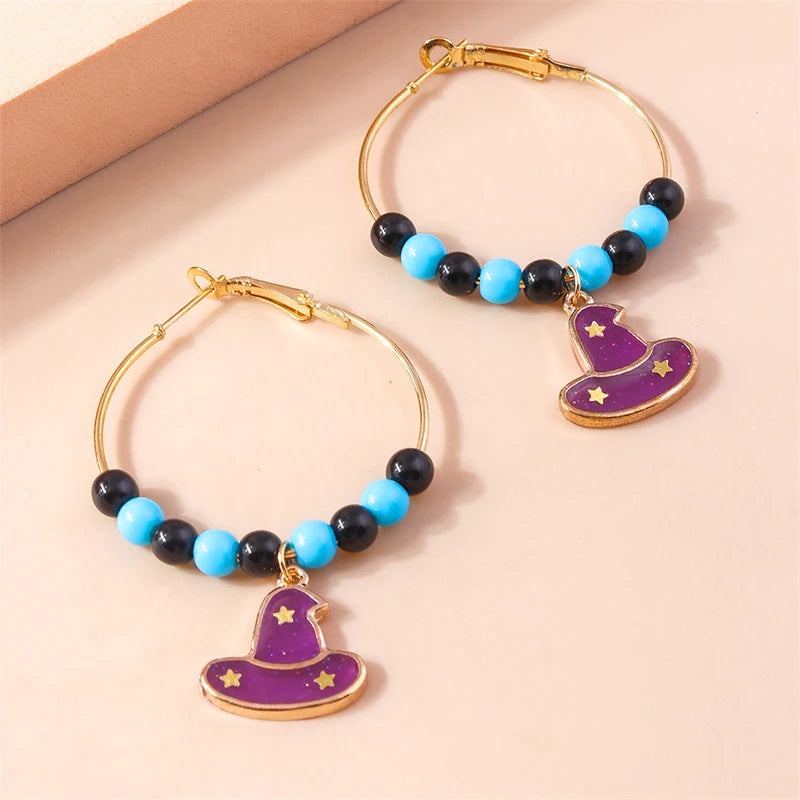 Aihua Fashion Halloween Earrings Enamel Ghost Skeleton Pumpkin Bat Spider Earrings For Women Halloween Night Party Jewelry Gifts