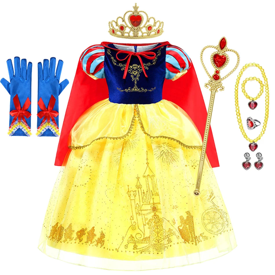 Snow White Costume For Girls Halloween Cosplay Disguise Princess Clothes Snow White Vestidos Party Dress