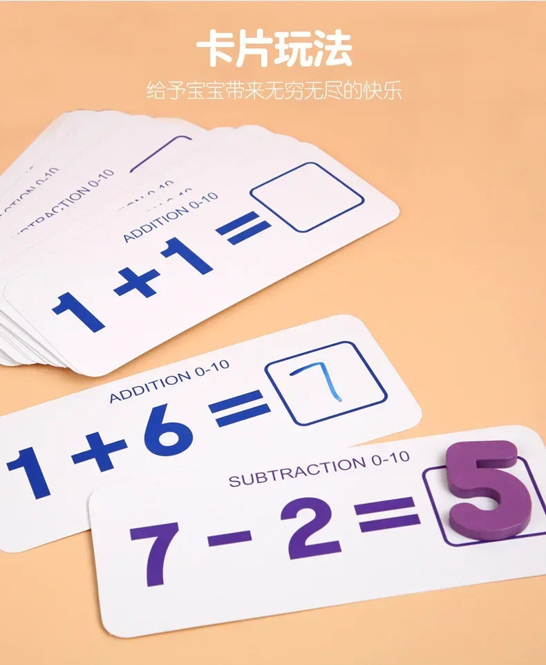 Kids Teaching Early Learning Aids Toddler Educational Toy Wooden Number Matching Addition and Subtraction Math Toys for Children