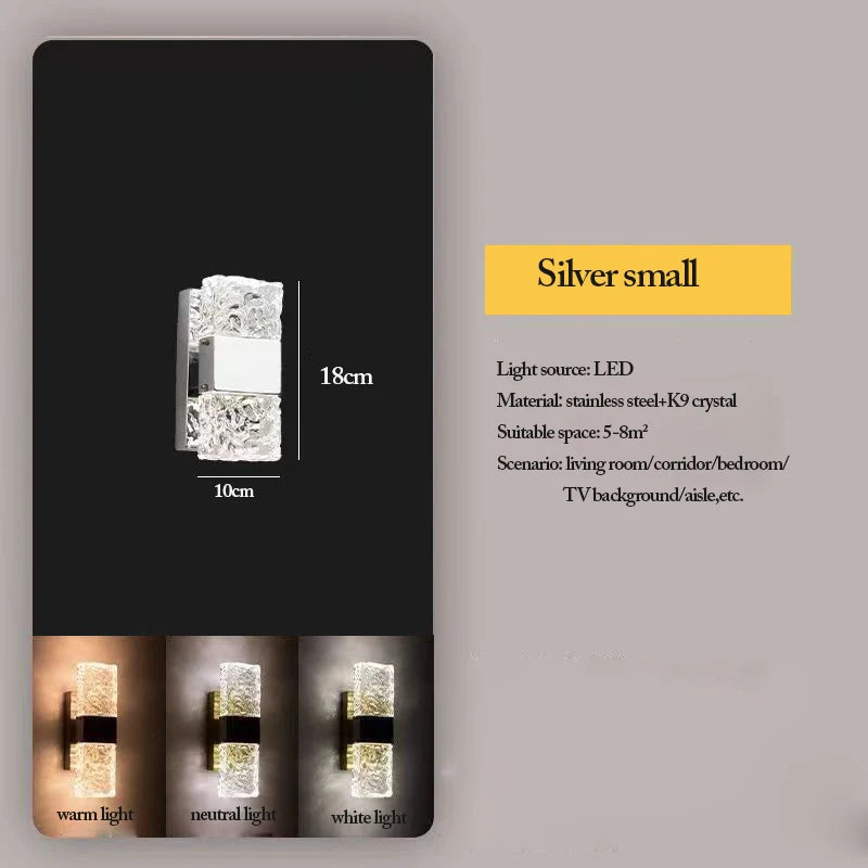 Corrugated Crystal Wall Lamps Modern LED Lighting Indoor Wall Sconces Living Room TV Background Bedroom Aisle Home Decor Lustre