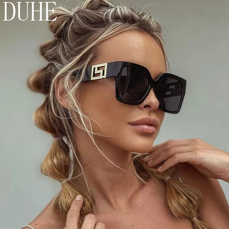 Luxury Brand Design Oversized Women's Sunglasses ,Stylish Elegant Commuting Sunglasses ,Square Retro Gradient Tone Sunglasses.
