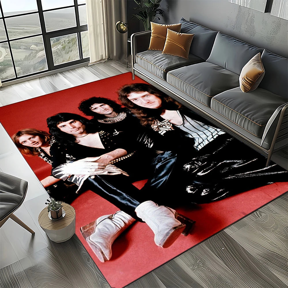 2025 Classics Queen-Rock-Band Freddie Carpet Rug for Living Room Bedroom Home Sofa Decoration,Kid Area Rug Non-slip Floor Mat
