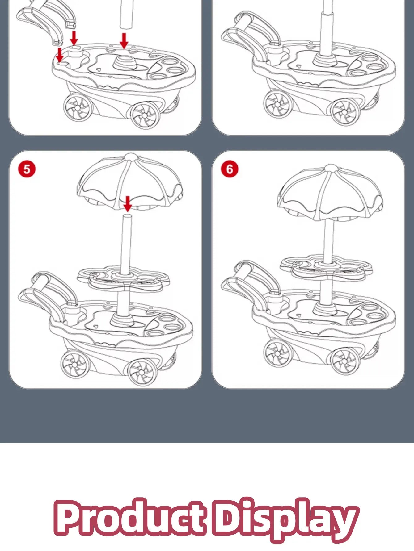 Family Play Children's Toys - Light and Music Mini Candy Dessert Cart with Storage Feature Toy Set