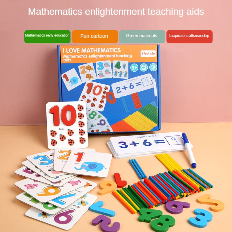 Kids Teaching Early Learning Aids Toddler Educational Toy Wooden Number Matching Addition and Subtraction Math Toys for Children