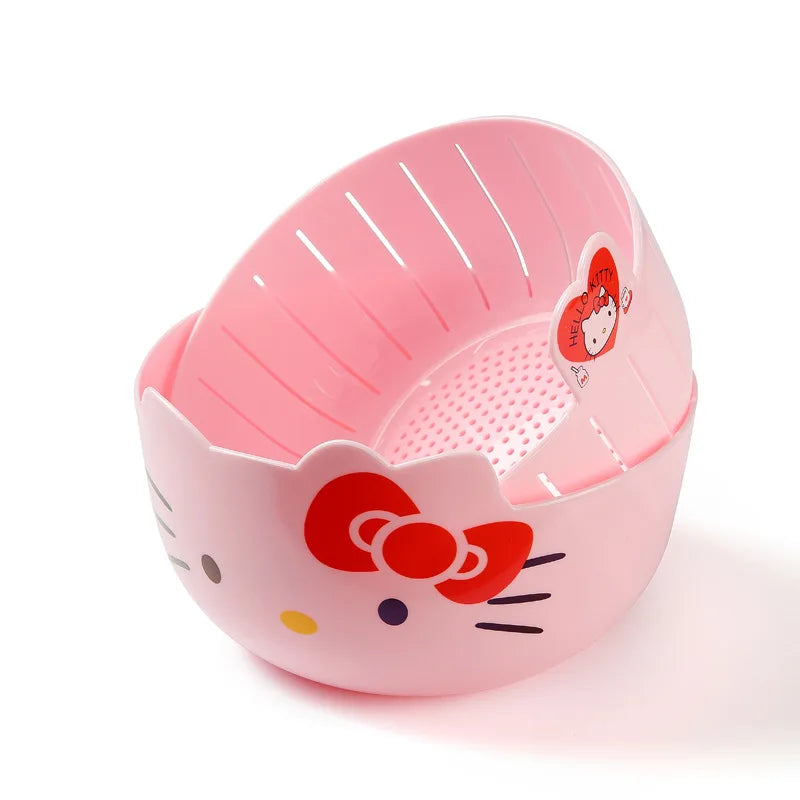 Hello Kitty Fruit Tray Vegetable Basket  Household Use Double Kitchen Storage Basketful Convenient Fruit Dish Kitchen Supplies