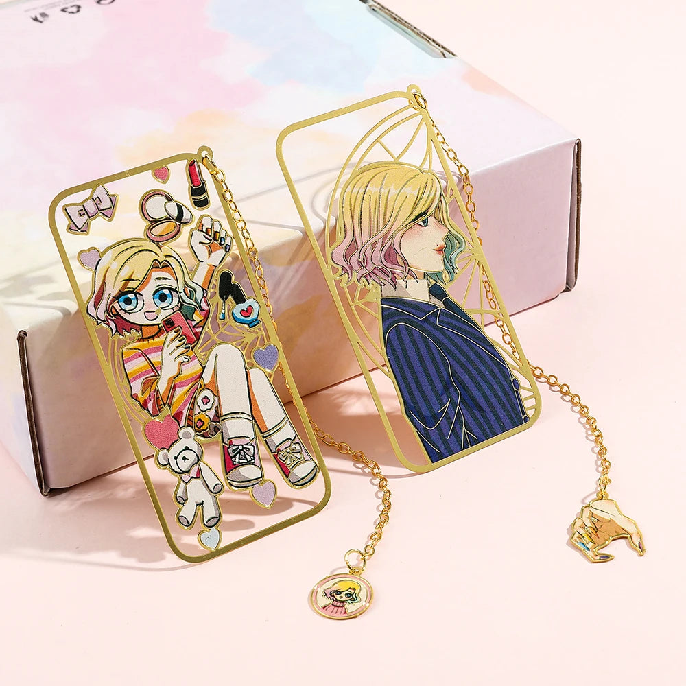 Punk Movie Wednesday Stainless Steel Bookmark Hollow Out Cartoon Halloween Reading Metal Bookmark Stationery Gifts for Men Women