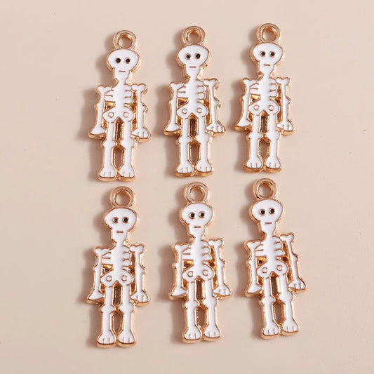 10pcs Enamel Halloween Skull Skeleton Charms Penants for Necklace Earrings DIY Bracelet Handmade Jewelry Accessories Findings