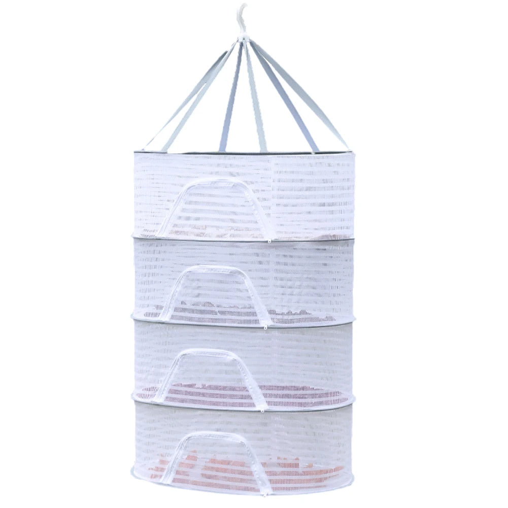 4 Layer Drying Net Herbs Removable Bra Drying Clothes Net Folding Anti-Fly Windproof Hook Drying for Fish/Vegetables/Fruit/Herbs