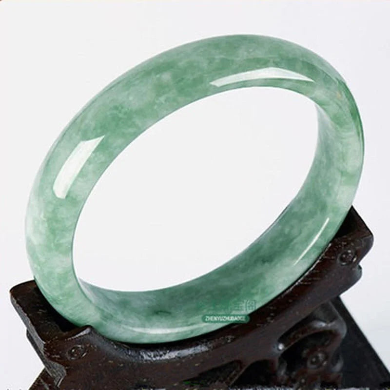 Genuine Natural White Green Jade Bangle Bracelet Chinese Hand-Carved Fashion Charm Jewelry Accessories Amulet Gifts Men Women