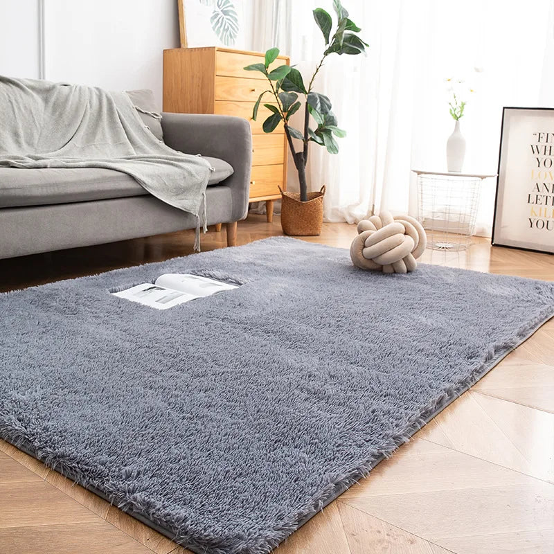 Nordic Furry Rug Bedroom Carpet Living  Room Modern Decoration Hairy Carpets Large Size Black Gray Pink Beige Non Slip Mat