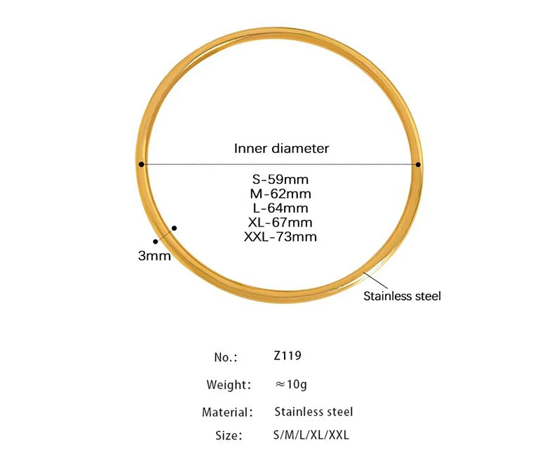 Fadeless Bracelet Bangles For Women Stainless Steel Gold Plated Simple Round Women's Bangle Bracelets Woman Jewelry Accessories