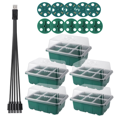 Seed Starter Tray Box With LED Grow Light Nursery Pot Seedling