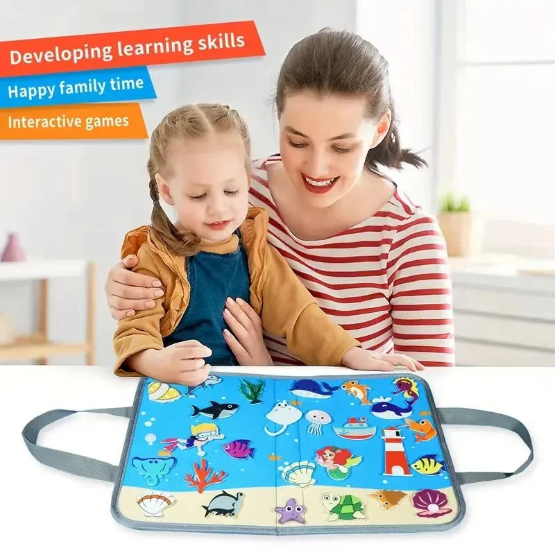 Montessori Educations Toys Handheld Travel Felt Story Board Set Kids Learning Storytelling Activities Interactive Play Kit Gifts