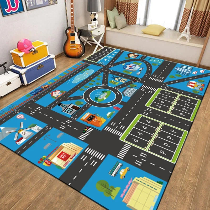 Rug Warm  Non-slip Children's  Living Room Bedroom Mat Game Map Printed  Baby Play