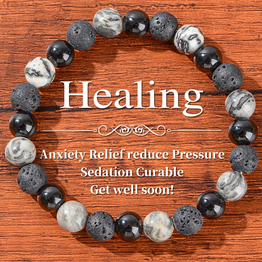 Healing Crystal Bracelet - A Stone Bracelet That Relieves Anxiety, Reduces Stress, and Calms, A Gift for Early Recovery