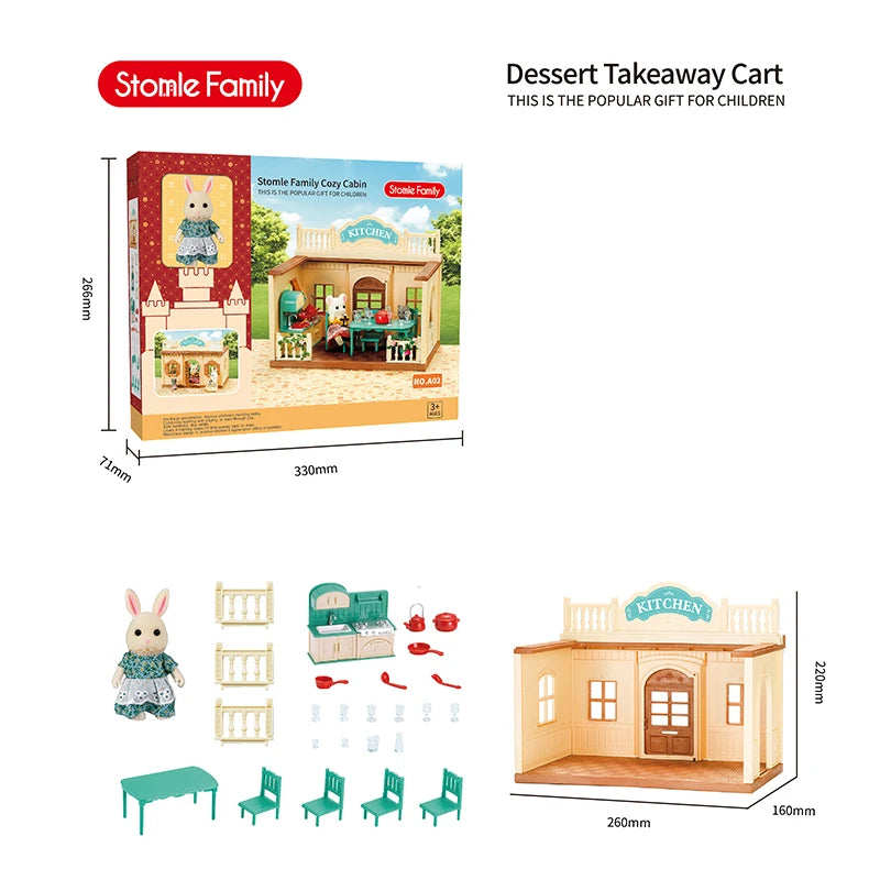 2025 New simulation furniture toys gift simulation room forest family small west house rabbit animal model home play toys