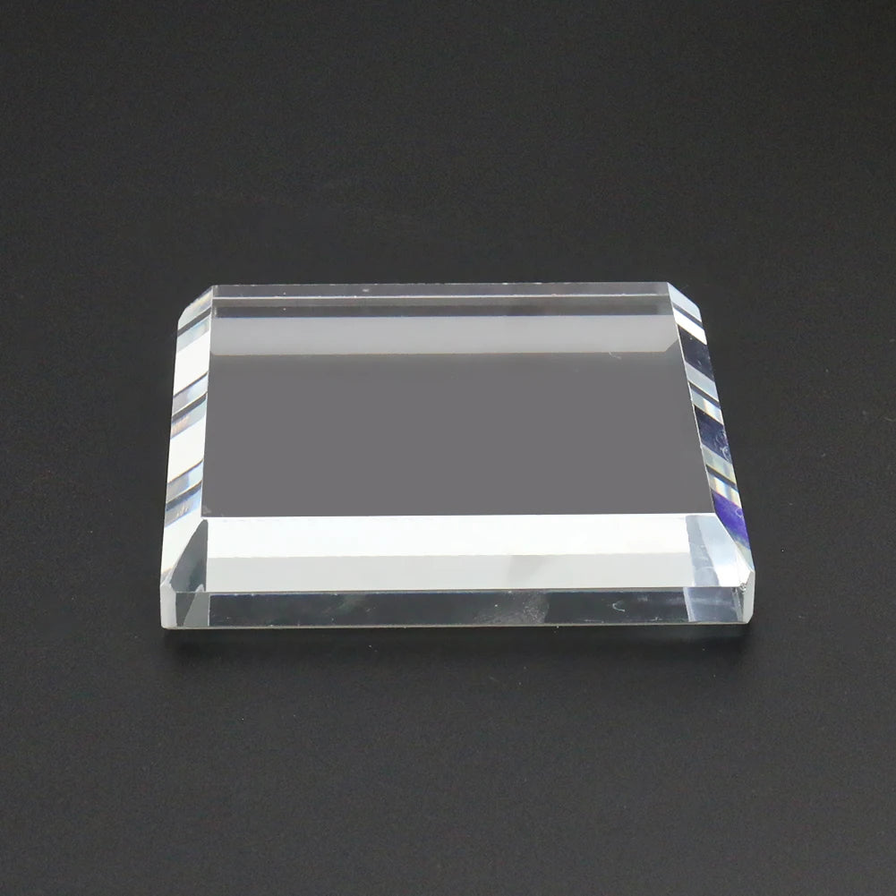 Square Transparent Glass Cut Faceted Crystal Display Base Mineral Specimen Display Table Paperweight Home Desktop Decoration