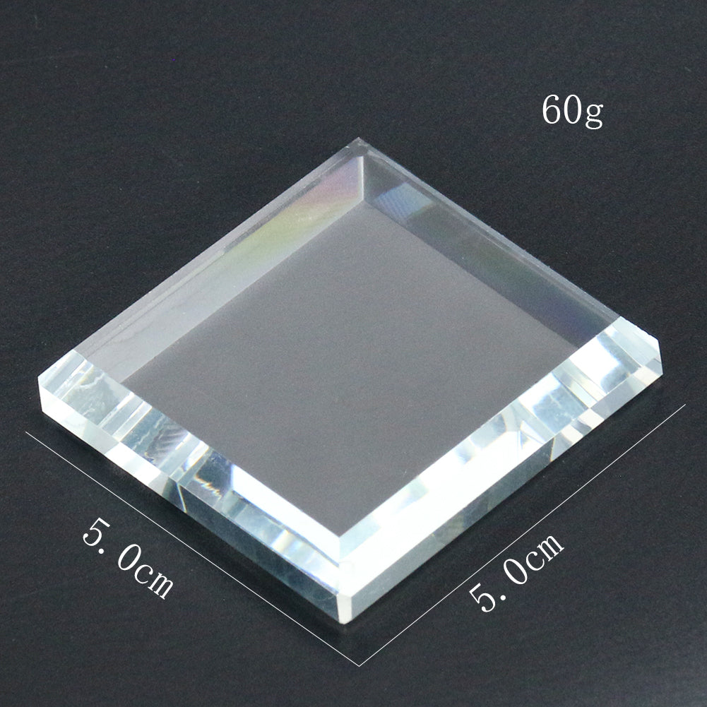 Square Transparent Glass Cut Faceted Crystal Display Base Mineral Specimen Display Table Paperweight Home Desktop Decoration