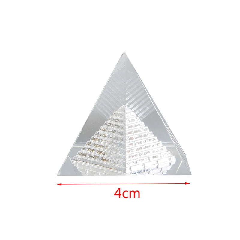 Energy Healing Hollow Crystal Glass Egypt Pyramid Fengshui Figurines Chakra Healing Miniature Home Decoration Accessories