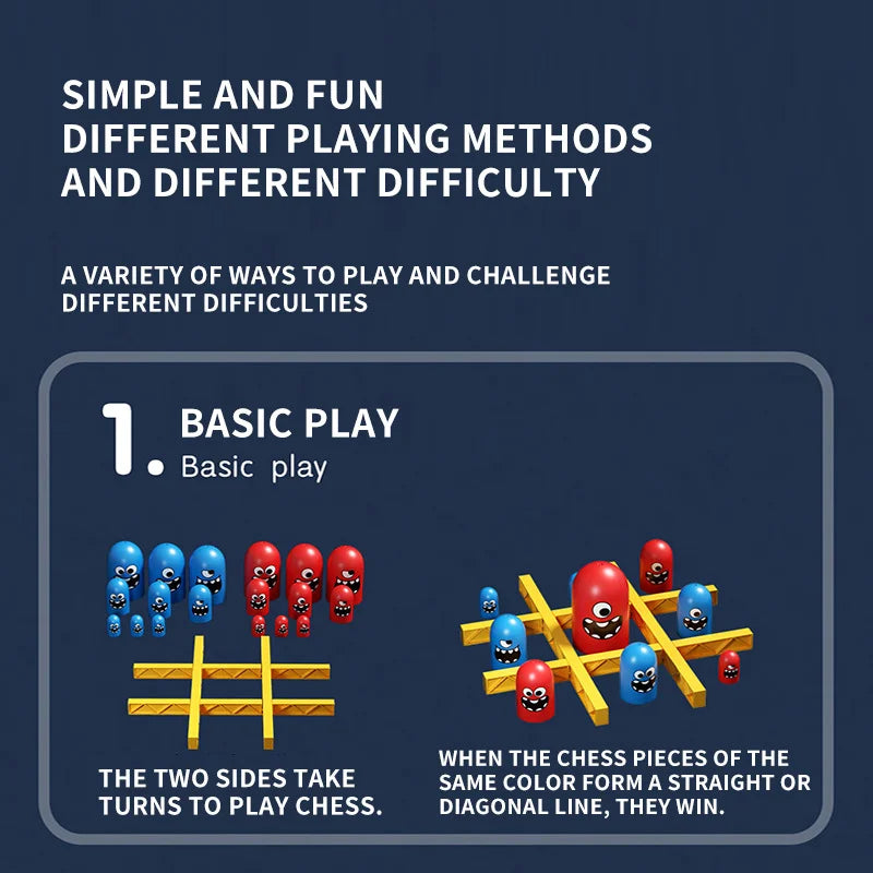 Tic Tac Toe Big Eat Small CartoonThinking Training Board Game Parent-Child Interactive Educational Toys For Kids Christmas Gifts