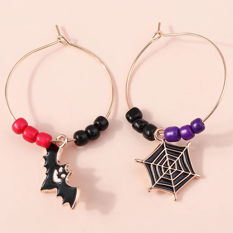 Aihua Fashion Halloween Earrings Enamel Ghost Skeleton Pumpkin Bat Spider Earrings For Women Halloween Night Party Jewelry Gifts