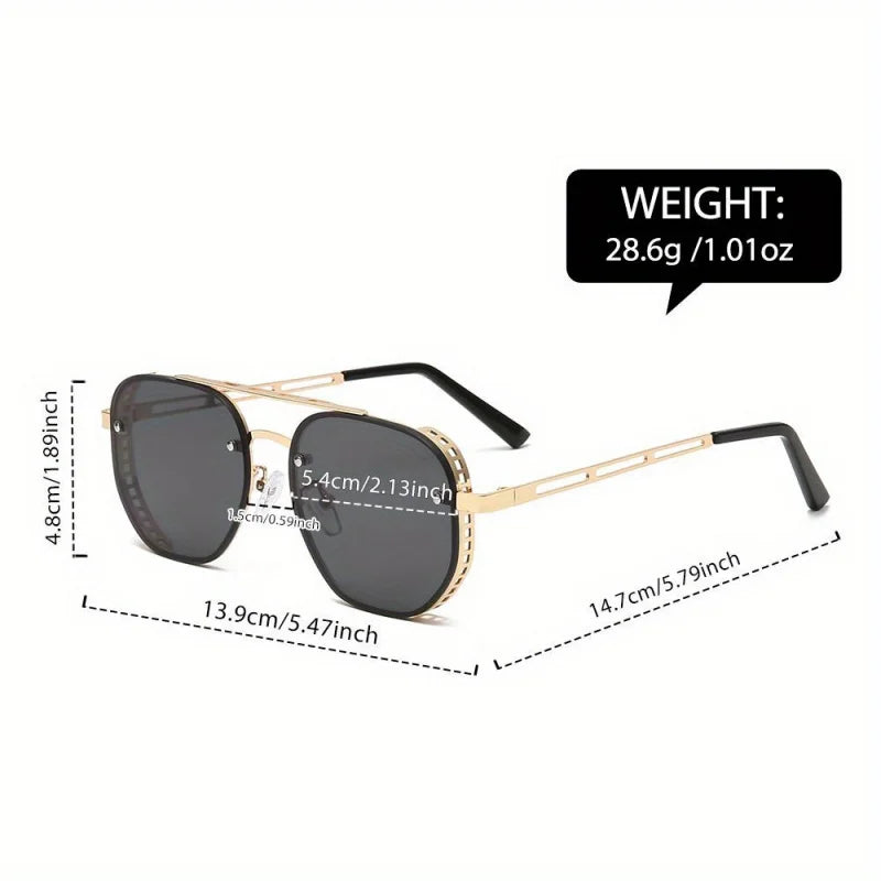Classic and fashionable double-beam metal sunglasses, high-end, simple and versatile sunglasses