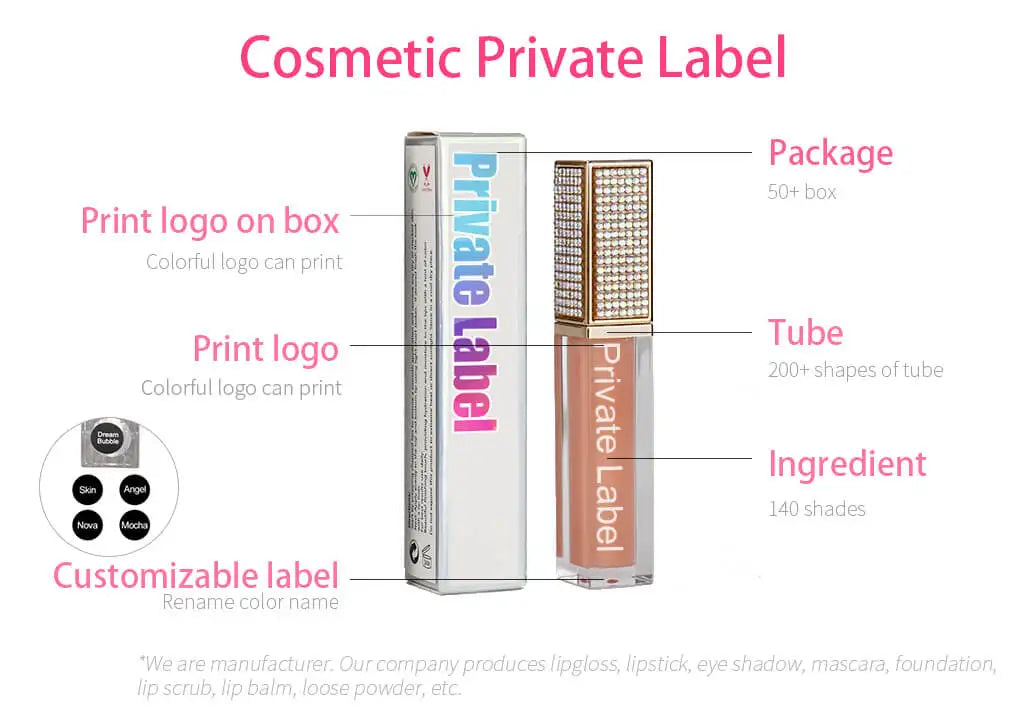Lip Gloss with Led Light and Mirror Private Label Lipstick Liquid Shiny Colors P42 P43 P90 P143