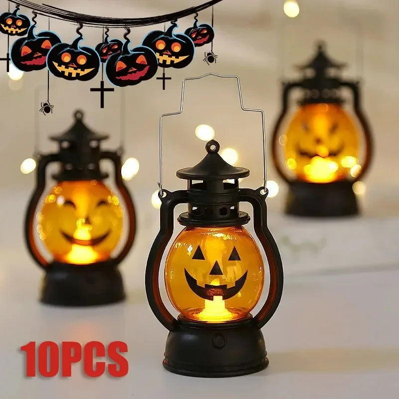 1-10PCS Halloween Pumpkin Ghost Face Lamp Skull Light LED Decoration for Party Bar Haunted House Holiday Atmosphere Prop