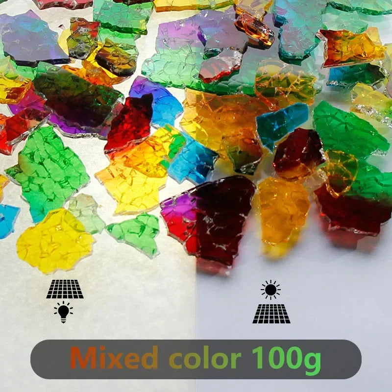 Colorful Ice Crack Fragments Crystal Mosaic DIY Creative Handmade Mosaic Art Colored Tempered Glass Transparent Particles 100g