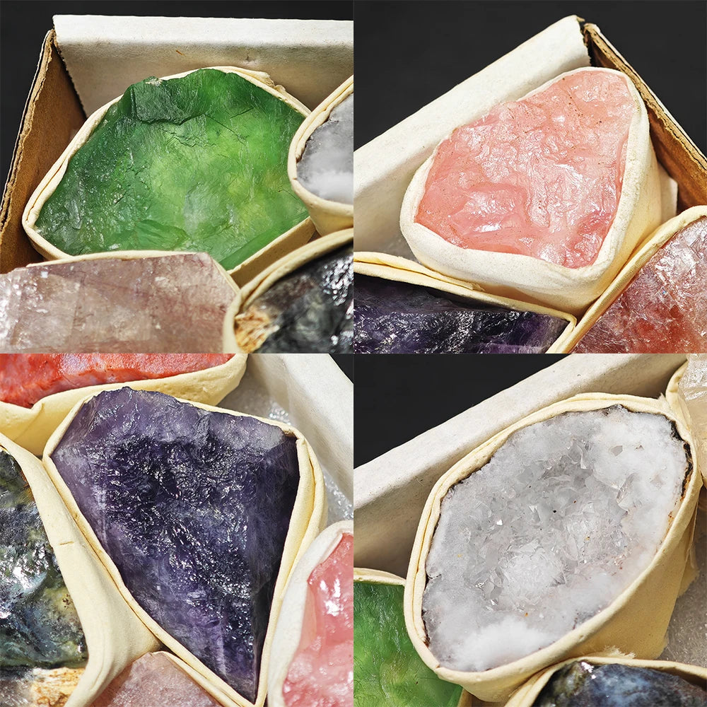 Raw Stone Crystal Set 1.6-2.4" Natural Rock Minerals Specimens Collection Decorative Amethyst Aroma Diffuser Stone