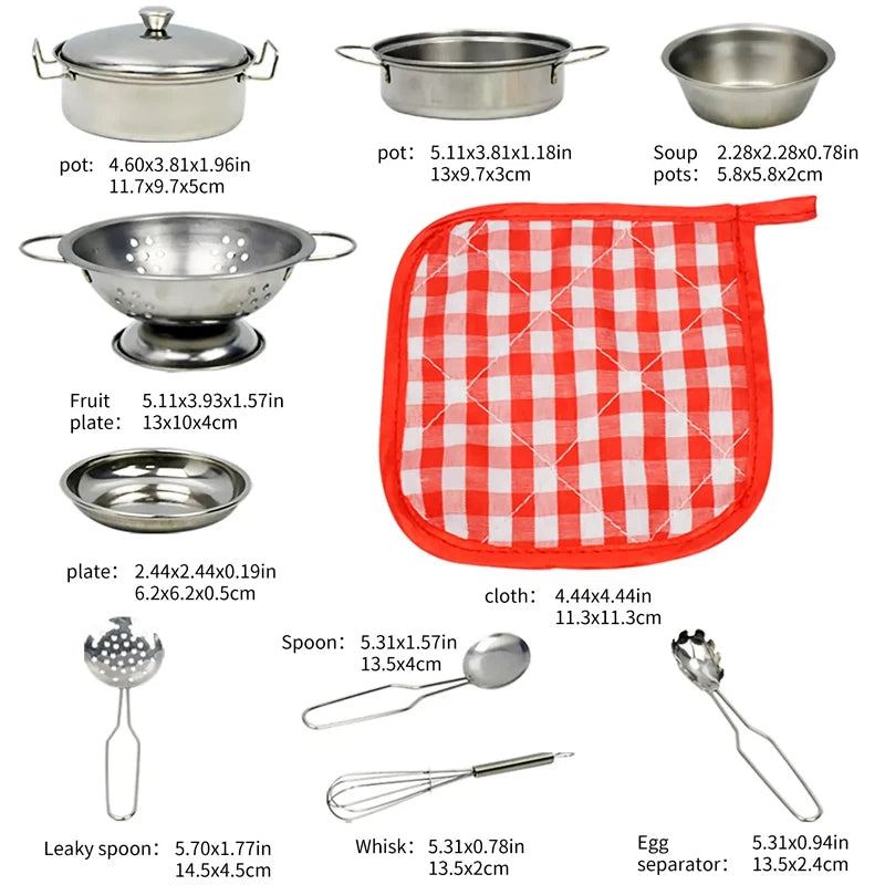 Mini Stainless-Steel Kitchen Toys .A Tiny Size Play House Cooking Utensil Set for Kids . Educational Kitchen Experience