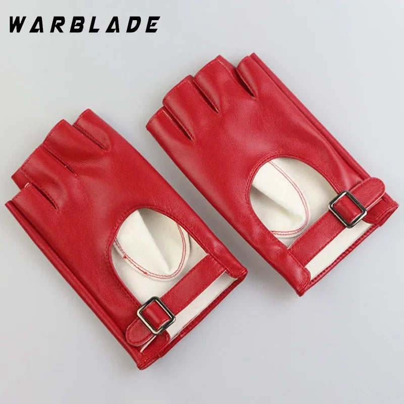 Women Halloween PU Leather Waterproof  Fingerless Gloves Female Half Finger Driving Cycling New Fashion Punk Gloves Dance Gloves