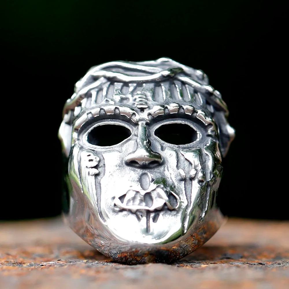 2023 Men's Flowers Skull Mask Ring Gothic 316L Stainless Steel Anel Motorcycle Band jewellery Party Halloween Gift free shipping