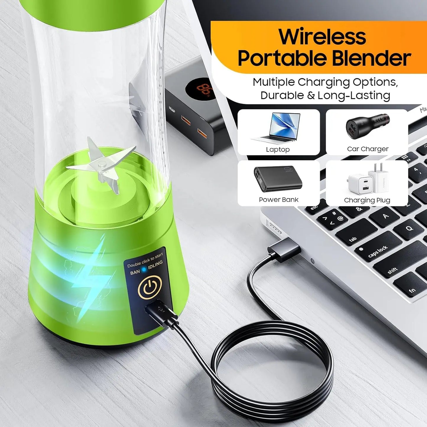 New Mini Portable Blender Bottle USB 6 Blades Fruit Fresh Juicer Smoothies Mixer Machine Crusher Food Processor for Kitchen