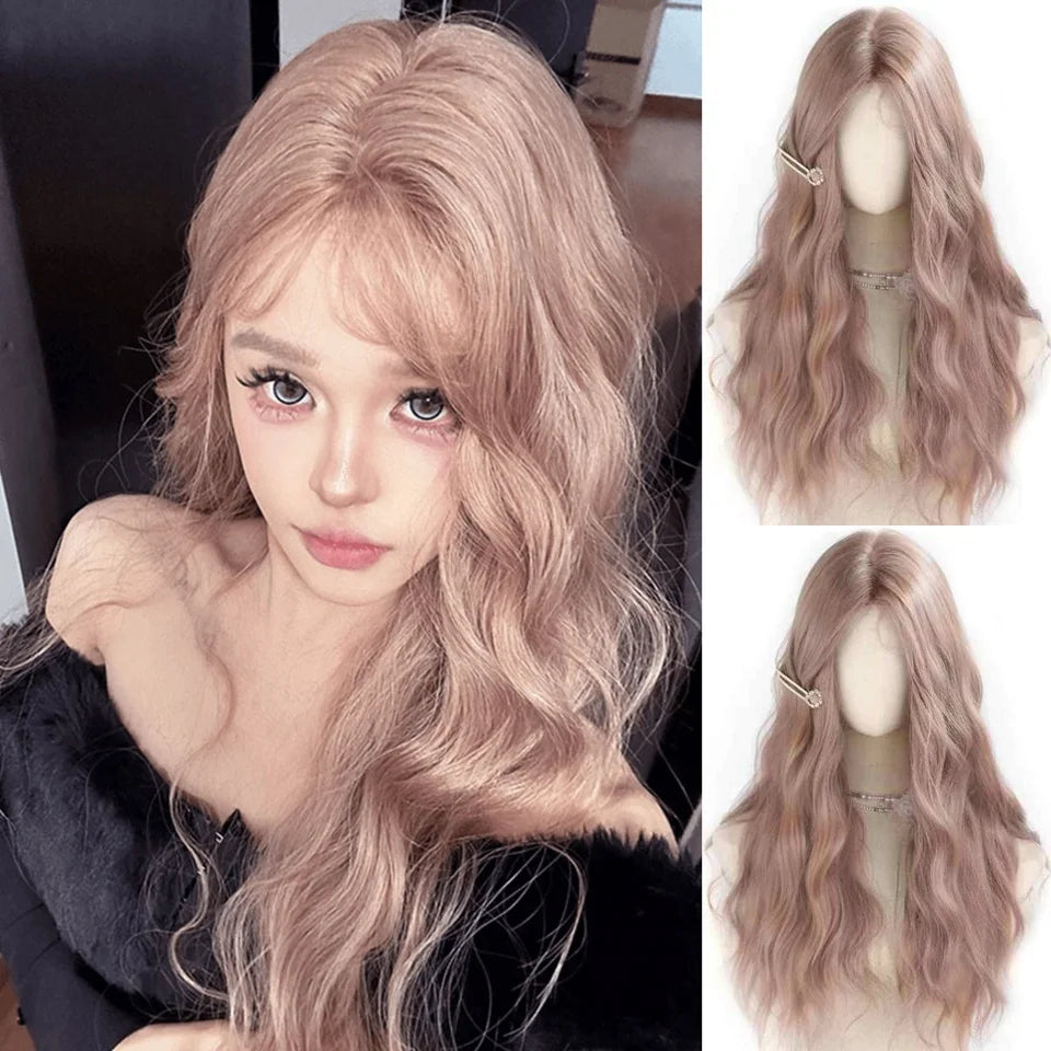 Synthetic Short Lolita Cosplay Christmas Halloween Bob Brown Blonde LM Wig With Long Curly Ponytail Natural Fake Hair for Women