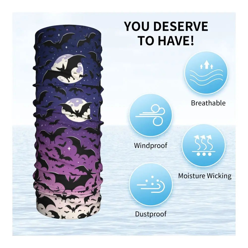 Custom Halloween Vampire Bats Winter Headband Neck Warmer Women Men Hiking Running Tube Scarf Face Bandana Gaiter