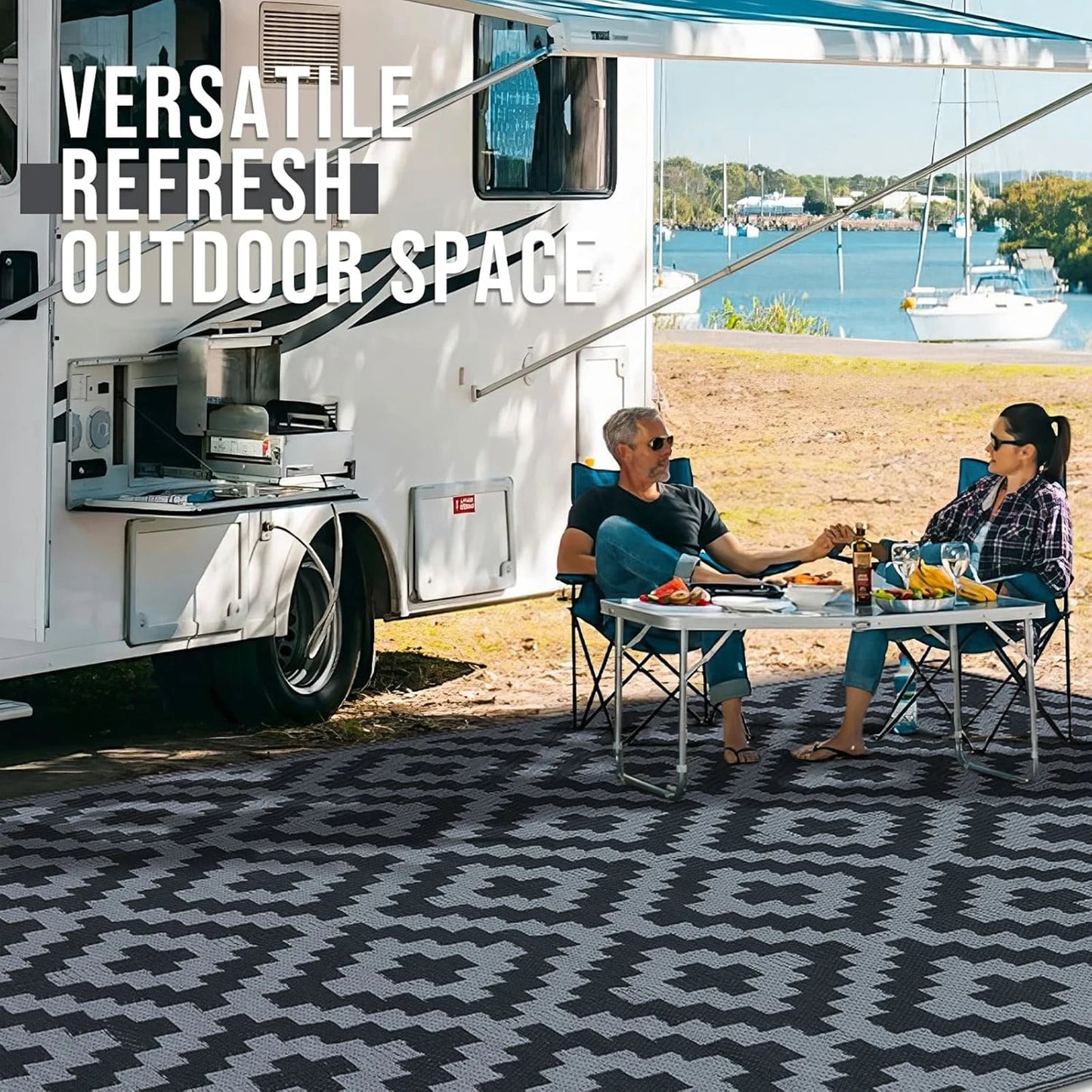 152x244CM Outdoor Rug for Patio Waterproof Anti-slip Plastic Straw Garden Mat Carpet UV Resistant Rugs for Camping Beach Picnic