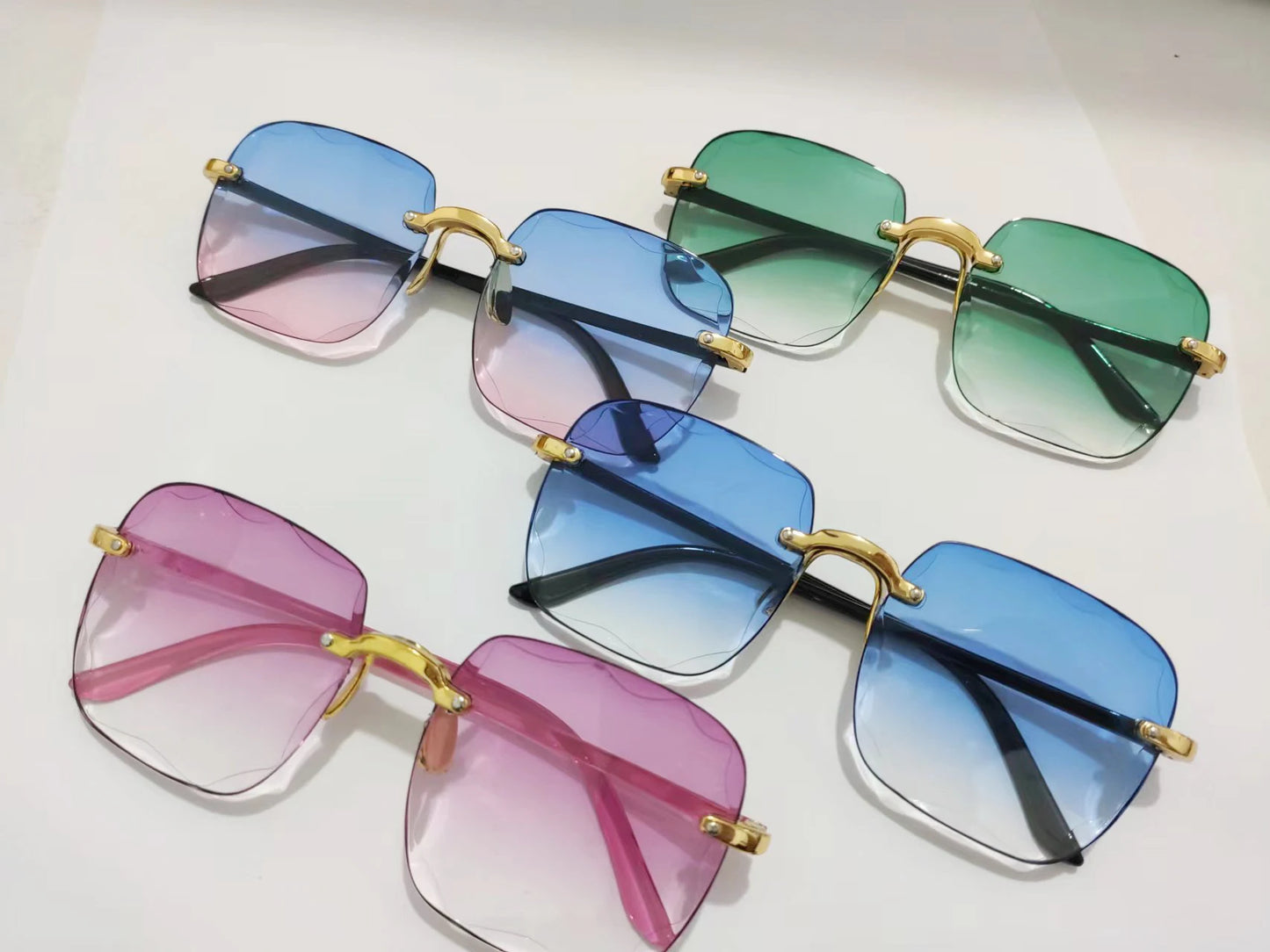 2023 New Rimless Women's Sunglasses Fashion Gradient Lenses Sun glasses Lady Vintage Alloy Legs Classic Designer Shades UV400