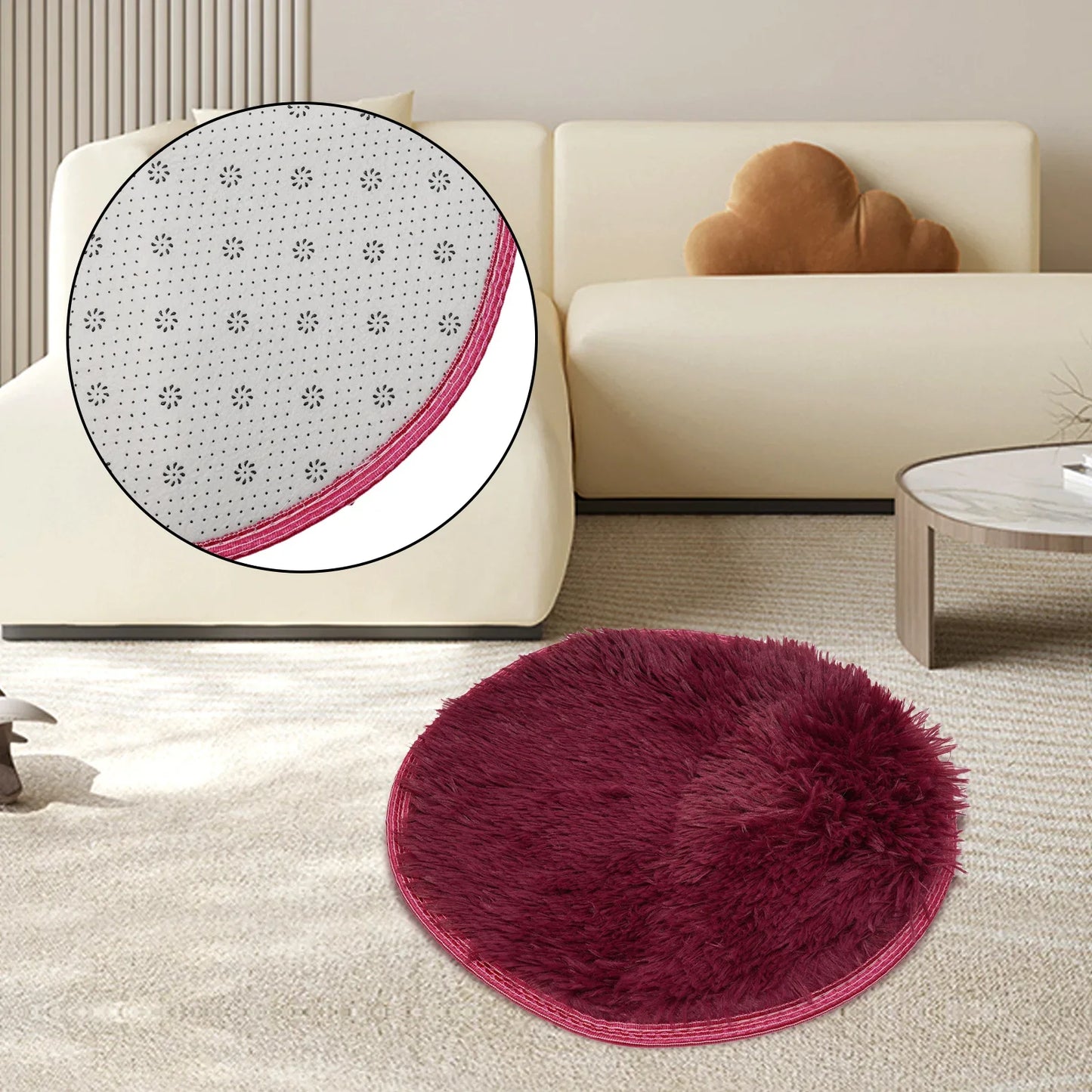 40/60/80cm Anti-Slip Round Rugs Large Shaggy Rug Super Soft Mat Living Room Bedroom Carpet Home Furnishings