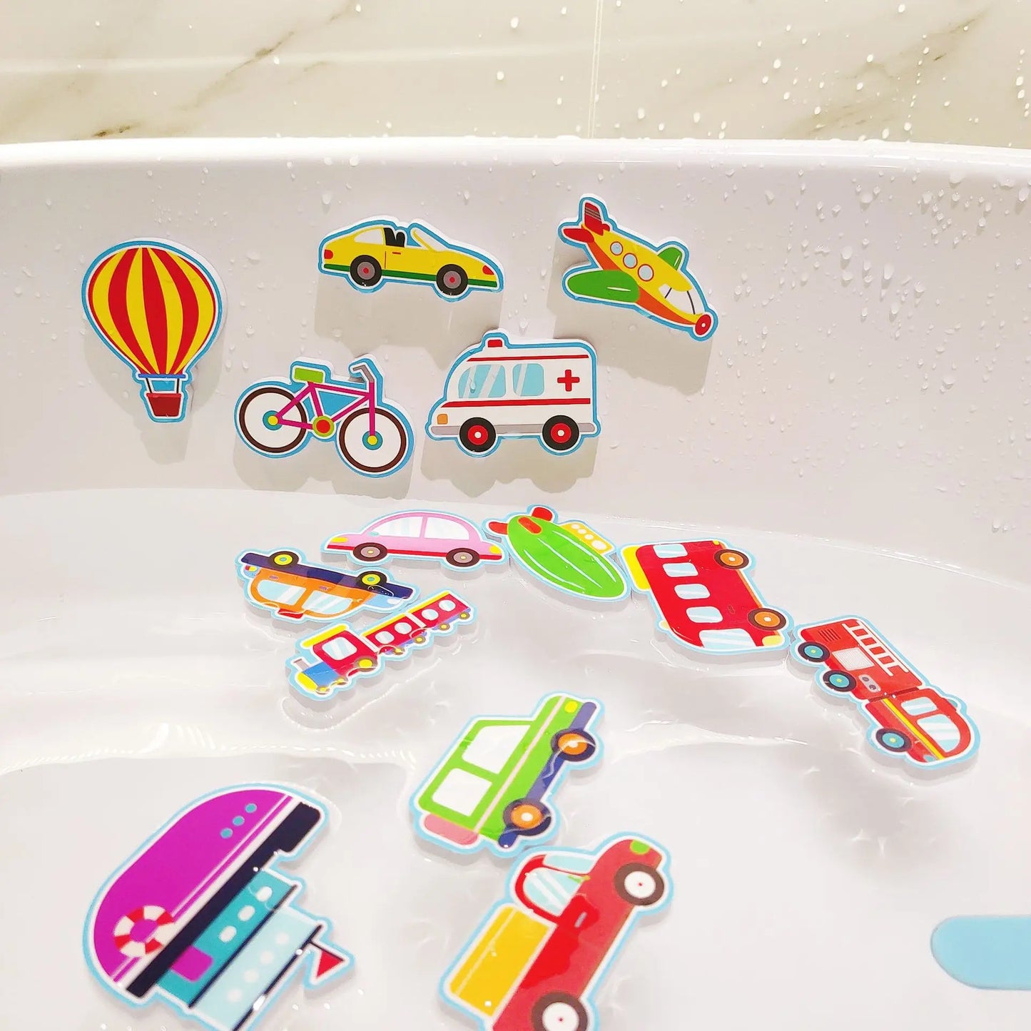 Baby Bath Toys for Toddlers Floating Foam Animals Cars Waterproof Bathtub Toys Early Learning Educational Gift for Kids Play Set