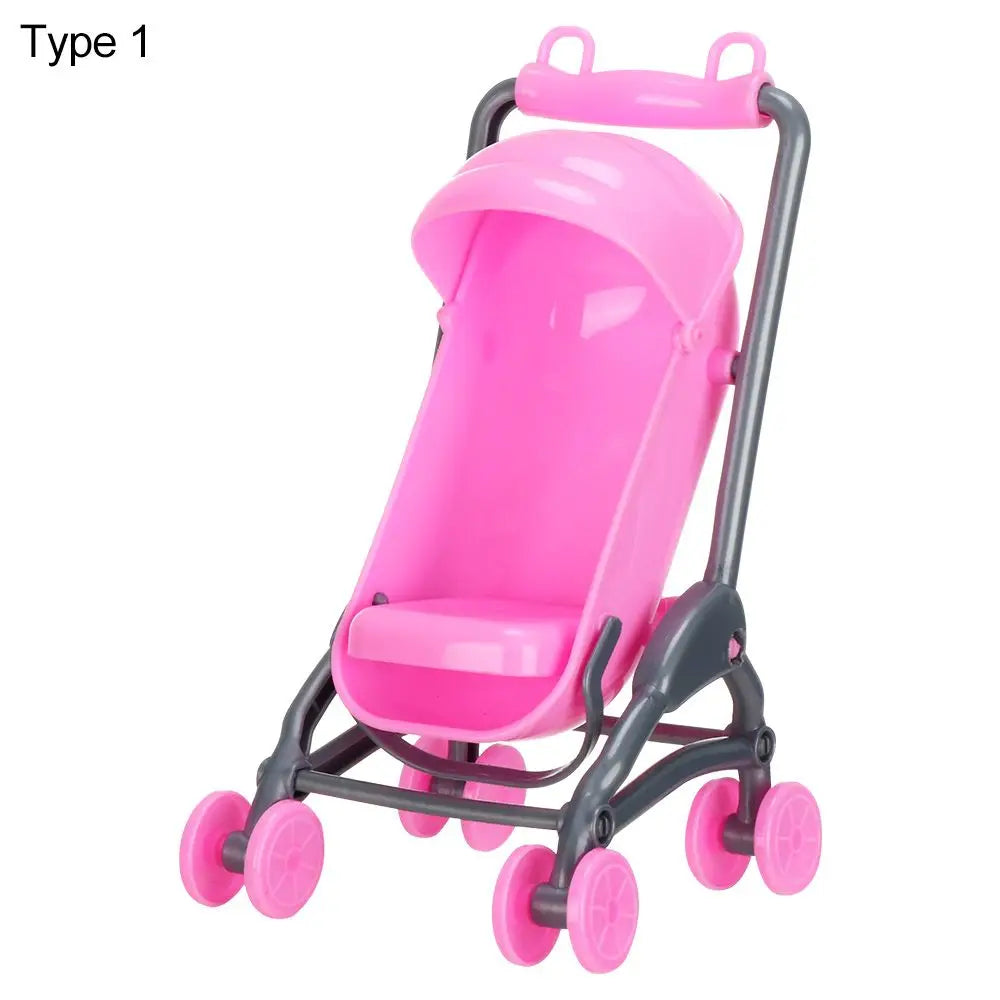 Toys Nursery Plastic Car Scene Model Playing House Infant Carts Dollhouse Furniture Miniature Baby Stroller Dolls Accessories