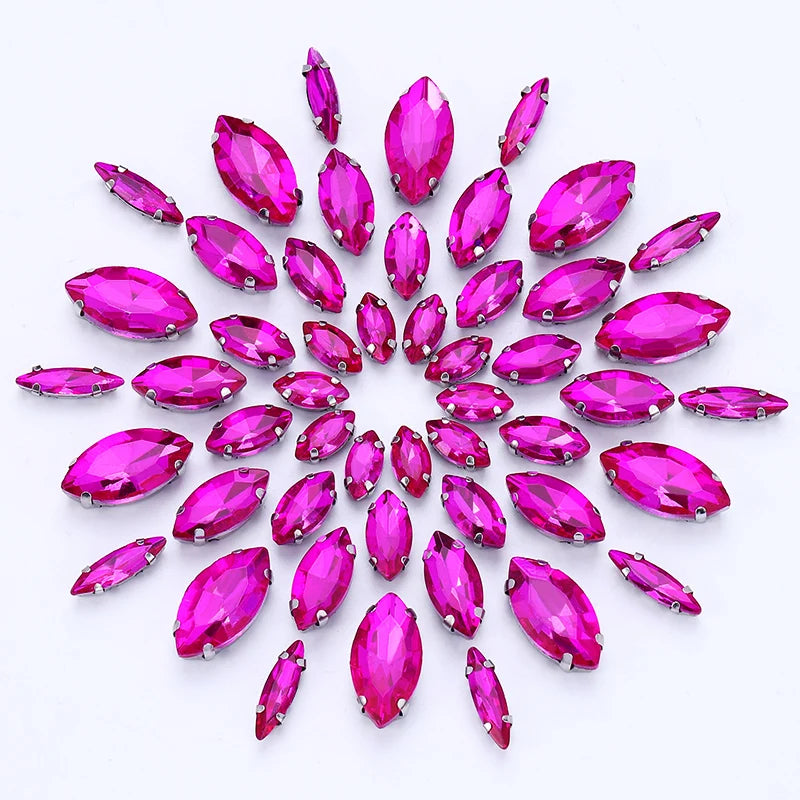 DUCrystal 50pcs/pack Mix Size Glass Crystal Sew On Rhinestones Flatback Rhinestones for Clothes Crafts Sewing Beads Decorations