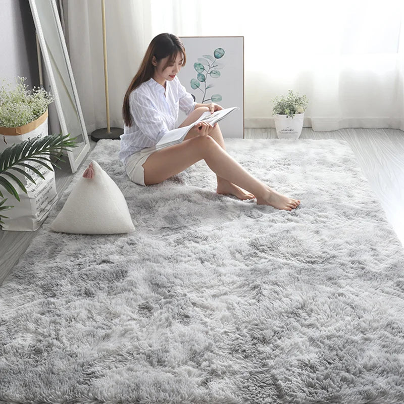 Nordic Furry Rug Bedroom Carpet Living  Room Modern Decoration Hairy Carpets Large Size Black Gray Pink Beige Non Slip Mat